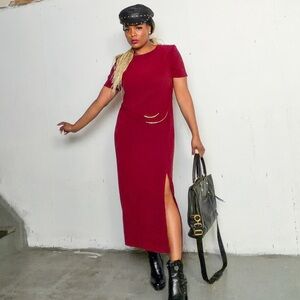 Vintage Havana Burgundy Midi Dress, fits L